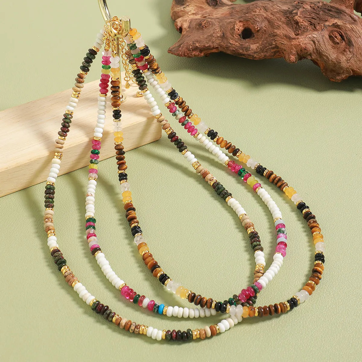 Ethnic Style Simple Style Round Malachite Tiger Eye Necklace In Bulk