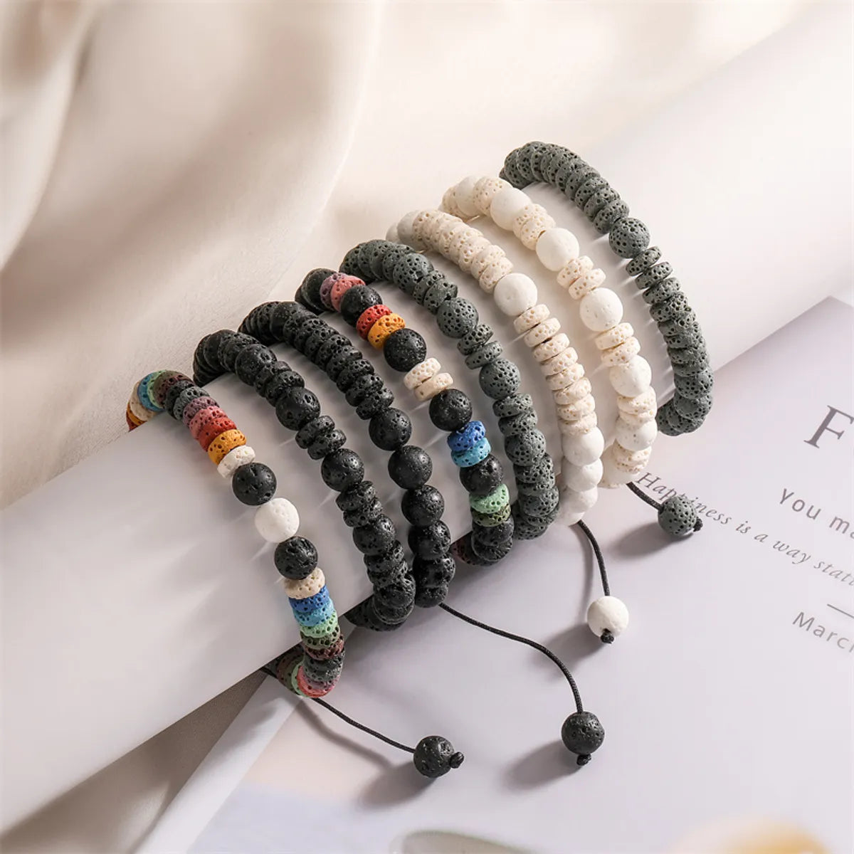 Ethnic Style Simple Style Round Natural Stone Beaded Unisex Bracelets