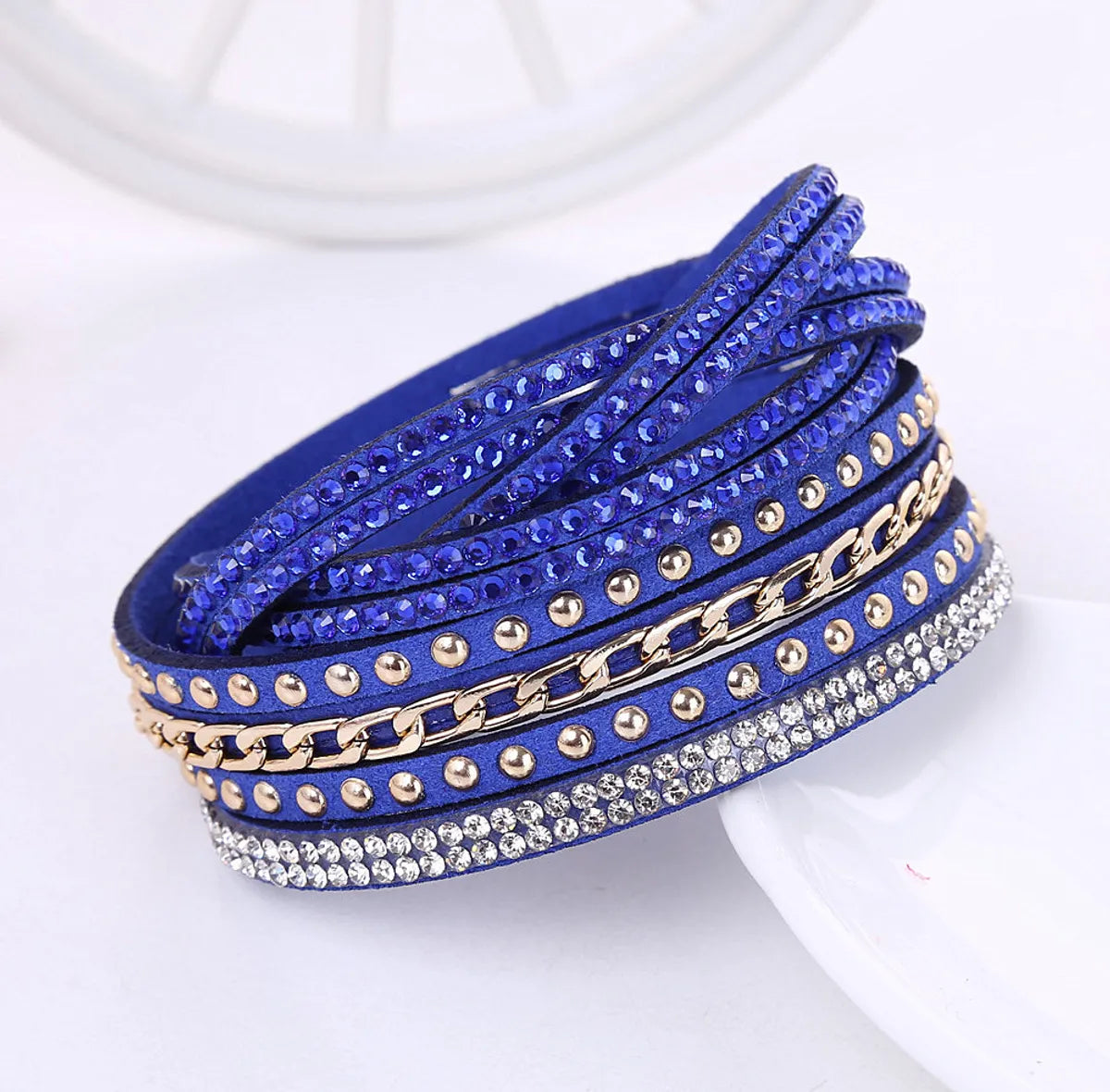 Ethnic Style Solid Color Flannel Inlay Artificial Gemstones Women's Bracelets 1 Piece