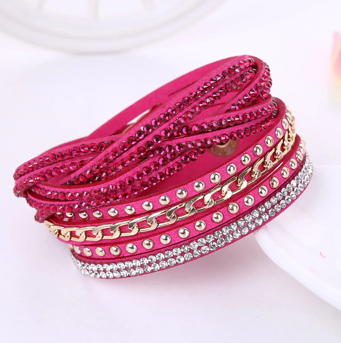 Ethnic Style Solid Color Flannel Inlay Artificial Gemstones Women's Bracelets 1 Piece