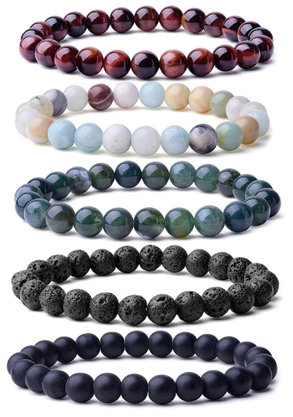 Ethnic Style Solid Color Natural Stone Agate Beaded Bracelets