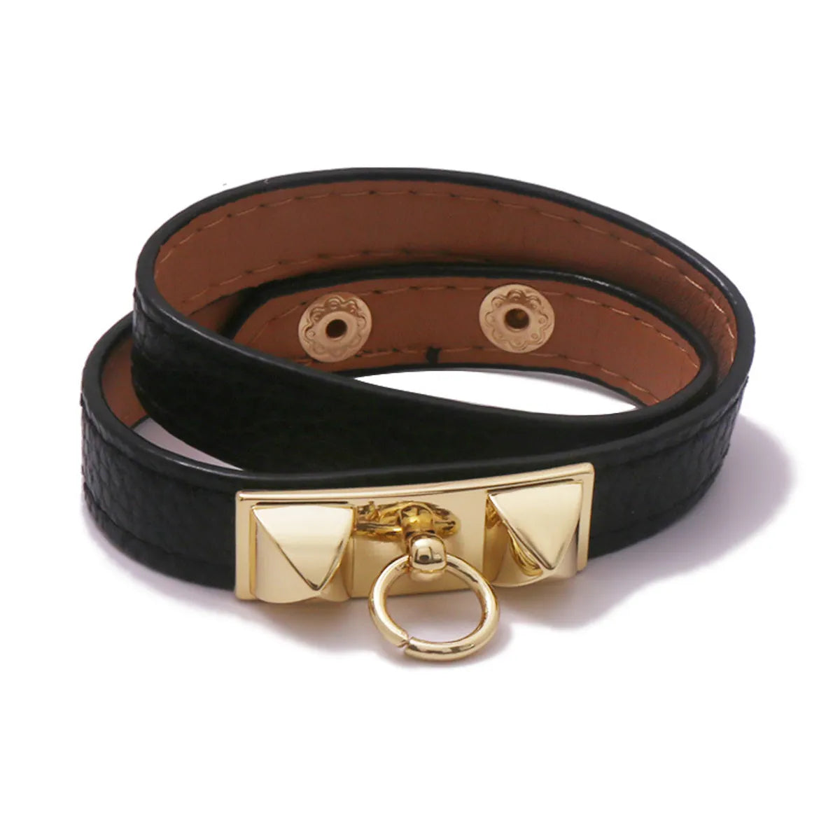 Ethnic Style Solid Color Pu Leather Women'S Wristband