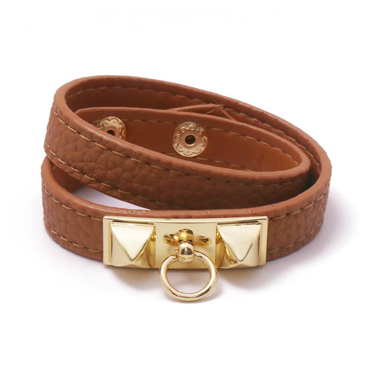 Ethnic Style Solid Color Pu Leather Women'S Wristband