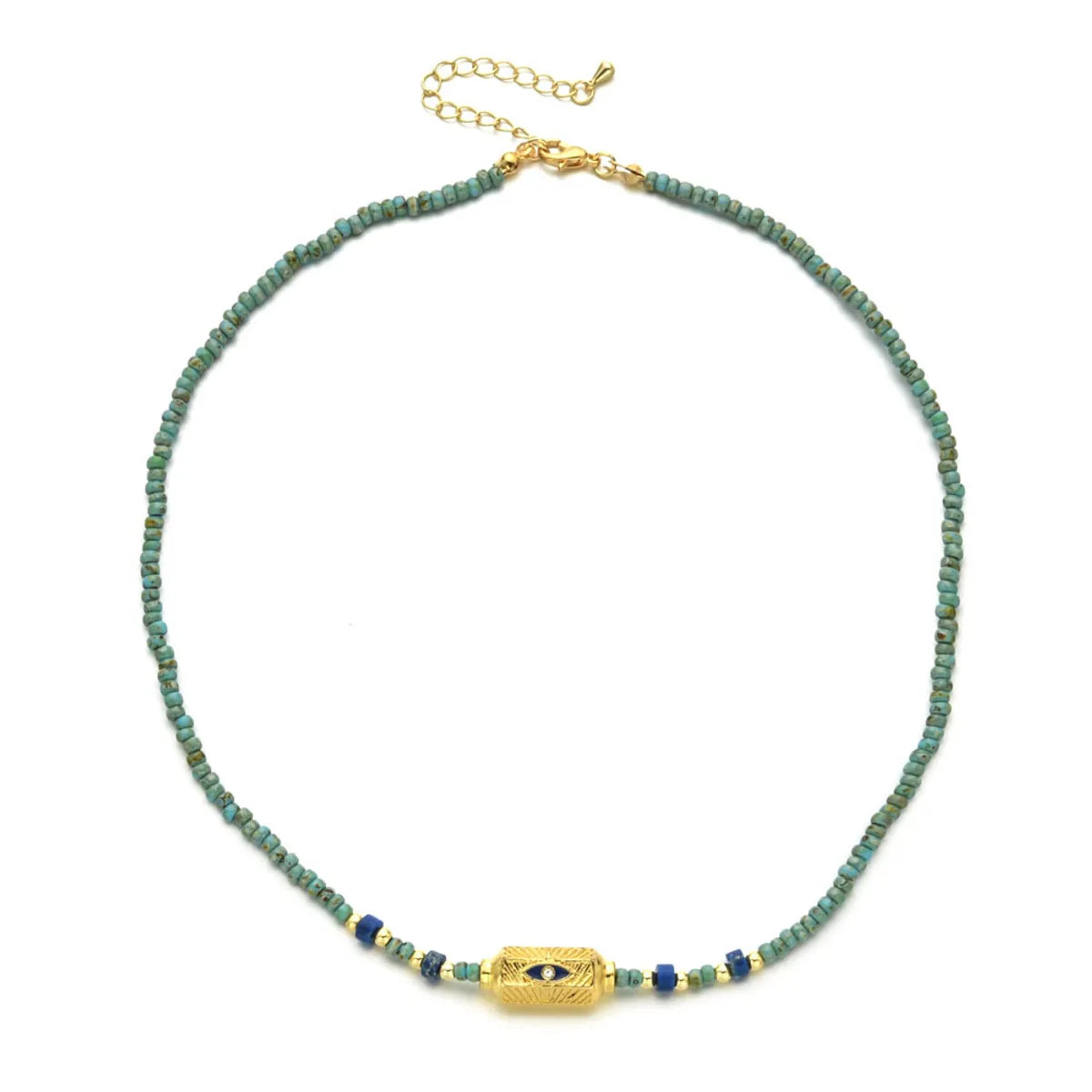 Ethnic Style Solid Color Turquoise Beaded Plating Necklace