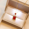 Wholesale Ethnic Style Square Titanium Steel Inlay Zircon Rings Earrings Necklace