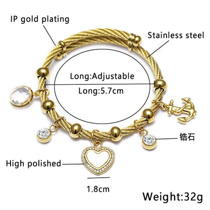 Ethnic Style Star Stainless Steel Hollow Out Artificial Gemstones Bangle 1 Piece