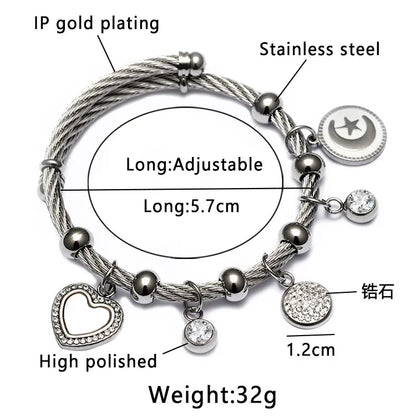 Ethnic Style Star Stainless Steel Hollow Out Artificial Gemstones Bangle 1 Piece