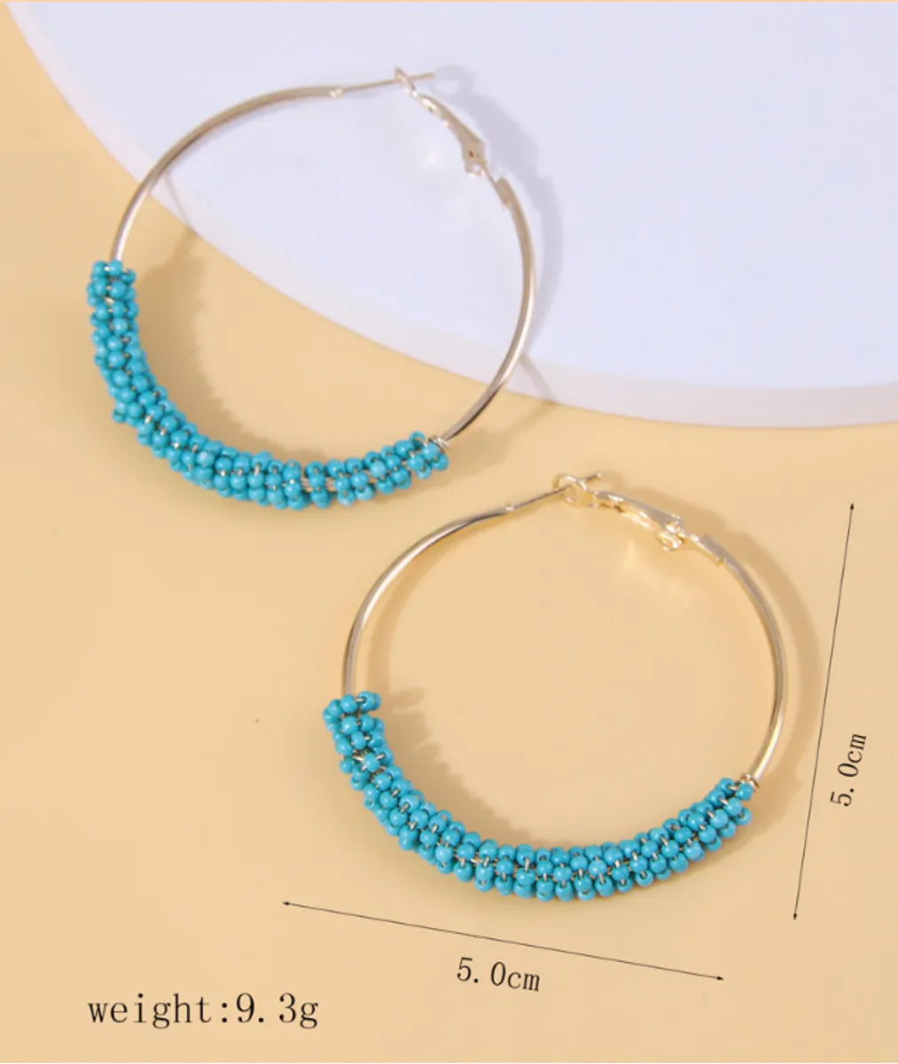 Ethnic Style Streetwear Circle Alloy Seed Bead Women's Hoop Earrings