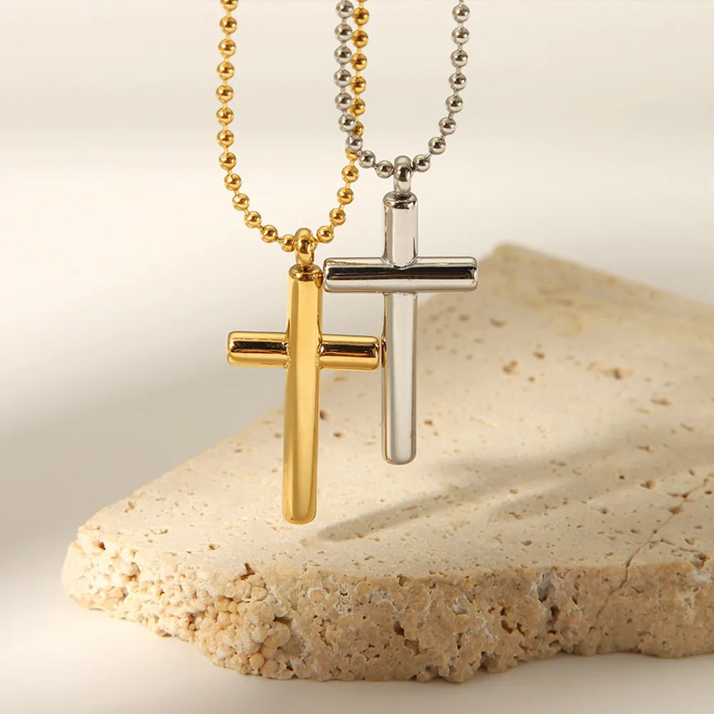 Ethnic Style Streetwear Cross 201 Stainless Steel Plating 18K Gold Plated Men'S Pendant Necklace