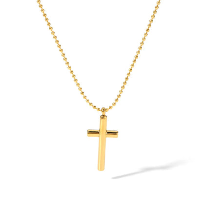 Ethnic Style Streetwear Cross 201 Stainless Steel Plating 18K Gold Plated Men'S Pendant Necklace