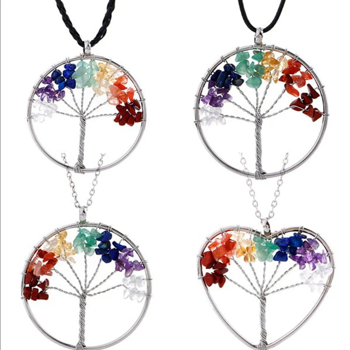 Ethnic Style Tree Artificial Crystal Alloy Beaded Hollow Out Women's Pendant Necklace 1 Piece