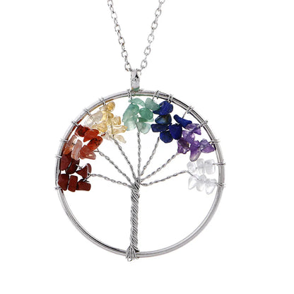 Ethnic Style Tree Artificial Crystal Alloy Beaded Hollow Out Women's Pendant Necklace 1 Piece