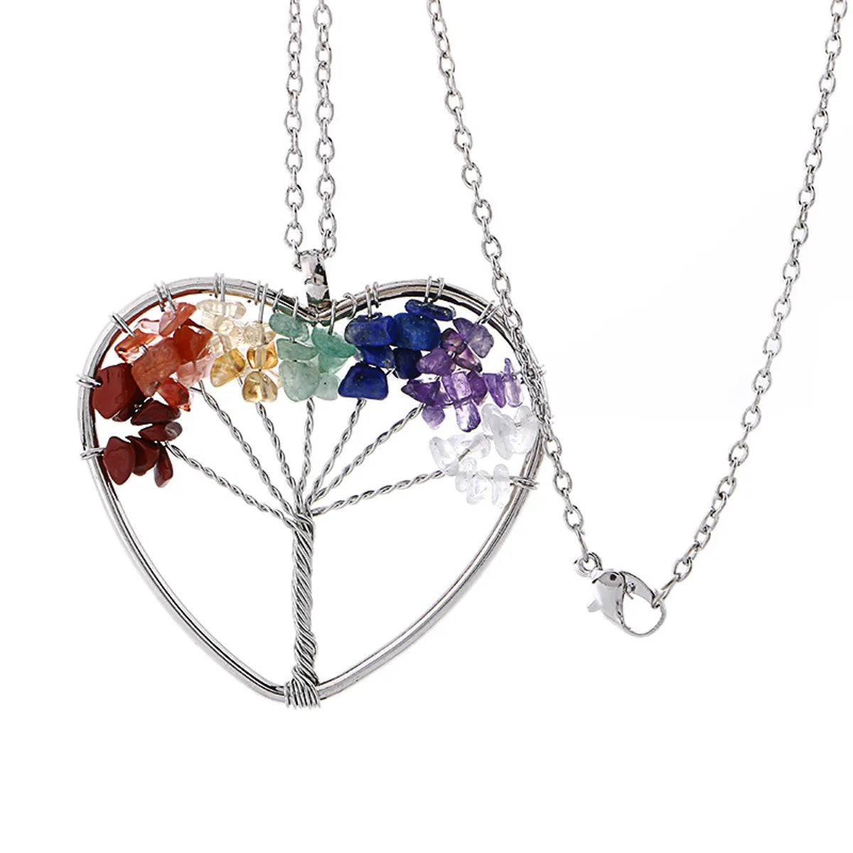 Ethnic Style Tree Artificial Crystal Alloy Beaded Hollow Out Women's Pendant Necklace 1 Piece