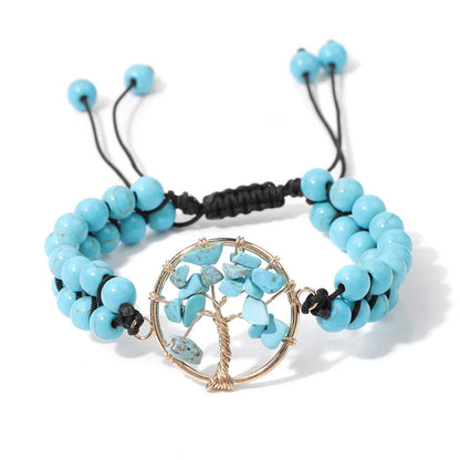 Ethnic Style Tree Natural Stone Knitting Bracelets