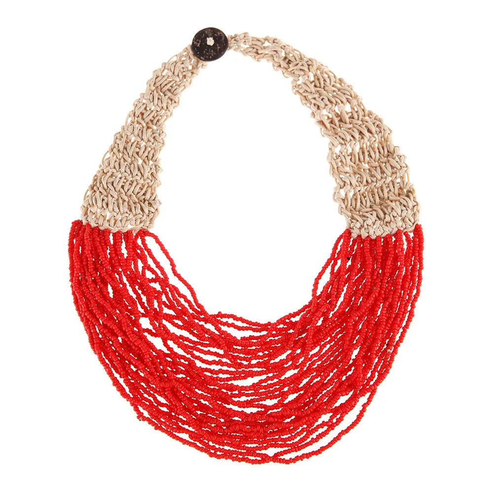 Ethnic Style U Shape Glass Knitting Women'S Necklace