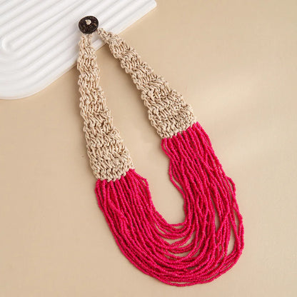 Ethnic Style U Shape Glass Knitting Women'S Necklace