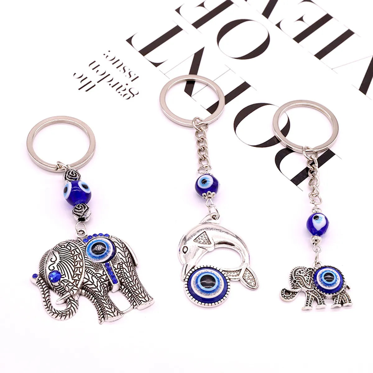 Ethnic Style Vintage Elephant Dolphin Eyes Animal Pendant Keychain