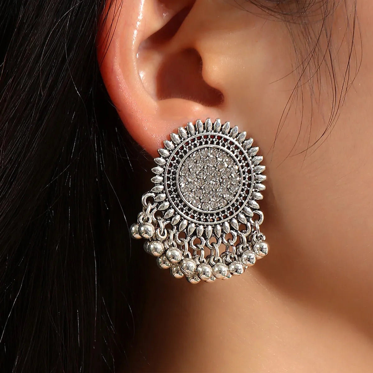 Ethnic Style Water Droplets Alloy Inlay Rhinestone Earrings 1 Pair