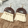 Ethnic Style Wooden Rainbow Tassel Cotton Earrings Wholesale Nihaojewelry