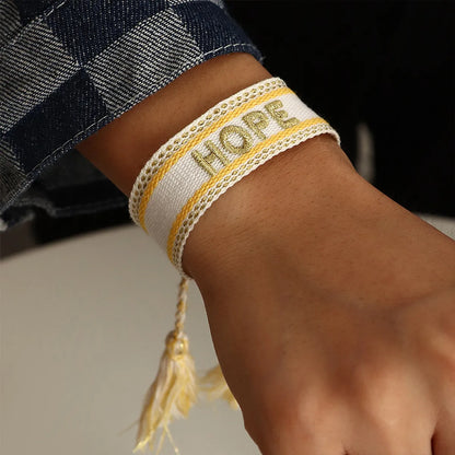 Ethnic Trend Hand-woven Retro Embroidery Love Letter Tassel Hand Rope Bracelet