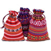 Ethnic style Striped Cotton Cloth Bucket Pocket Drawstring Beads Bracelet Play Packaging Bag Sachet Bag