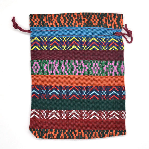 Ethnic style Striped Cotton Cloth Bucket Pocket Drawstring Beads Bracelet Play Packaging Bag Sachet Bag