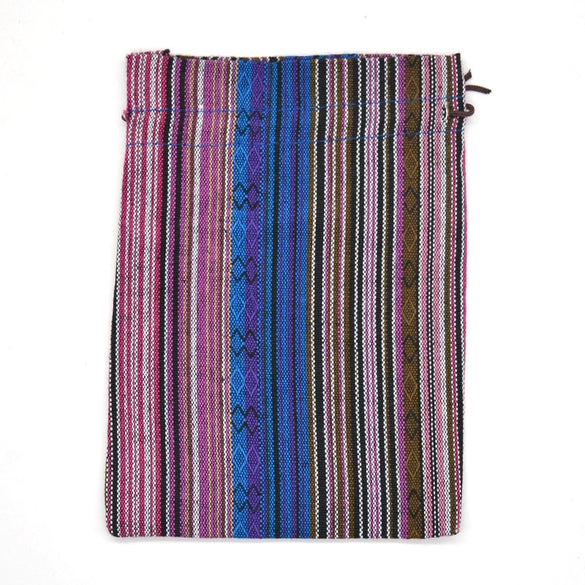 Ethnic style Striped Cotton Cloth Bucket Pocket Drawstring Beads Bracelet Play Packaging Bag Sachet Bag