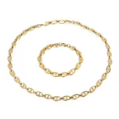 Europe America Geometric Chain 18k Gold-plated Necklace Bracelet Stainless Steel Jewelry