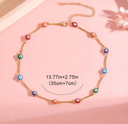 Copper Vacation Simple Style Plating Geometric Devil'S Eye Bracelets Anklet Necklace