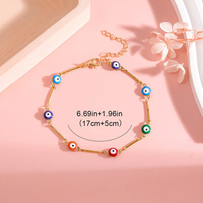 Copper Vacation Simple Style Plating Geometric Devil'S Eye Bracelets Anklet Necklace