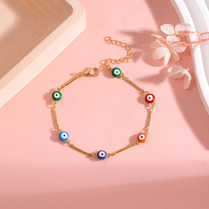 Copper Vacation Simple Style Plating Geometric Devil'S Eye Bracelets Anklet Necklace