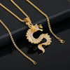 Europe And America Cross Border Hip Hop New Arrival Twelve Zodiac Dragon Pendant Chinese Style Gold-Plated Full Diamond Pendant Men's And Women's Sweater Chains