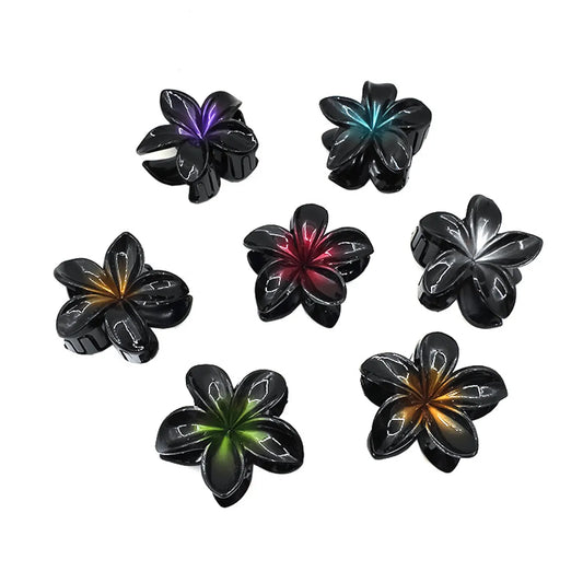 Europe And America Cross Border Hot Sale Plumeria Rubra Grip Black Bauhinia Side Barrettes Back Head Updo Shark Clip Hair Accessories