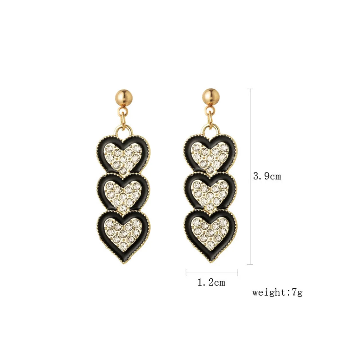 Europe And America Cross Border New Diamond Heart-shaped Tassel Earrings Fashion Heart-to-heart Stud Earrings All-match Heart-shaped Earrings Wholesale