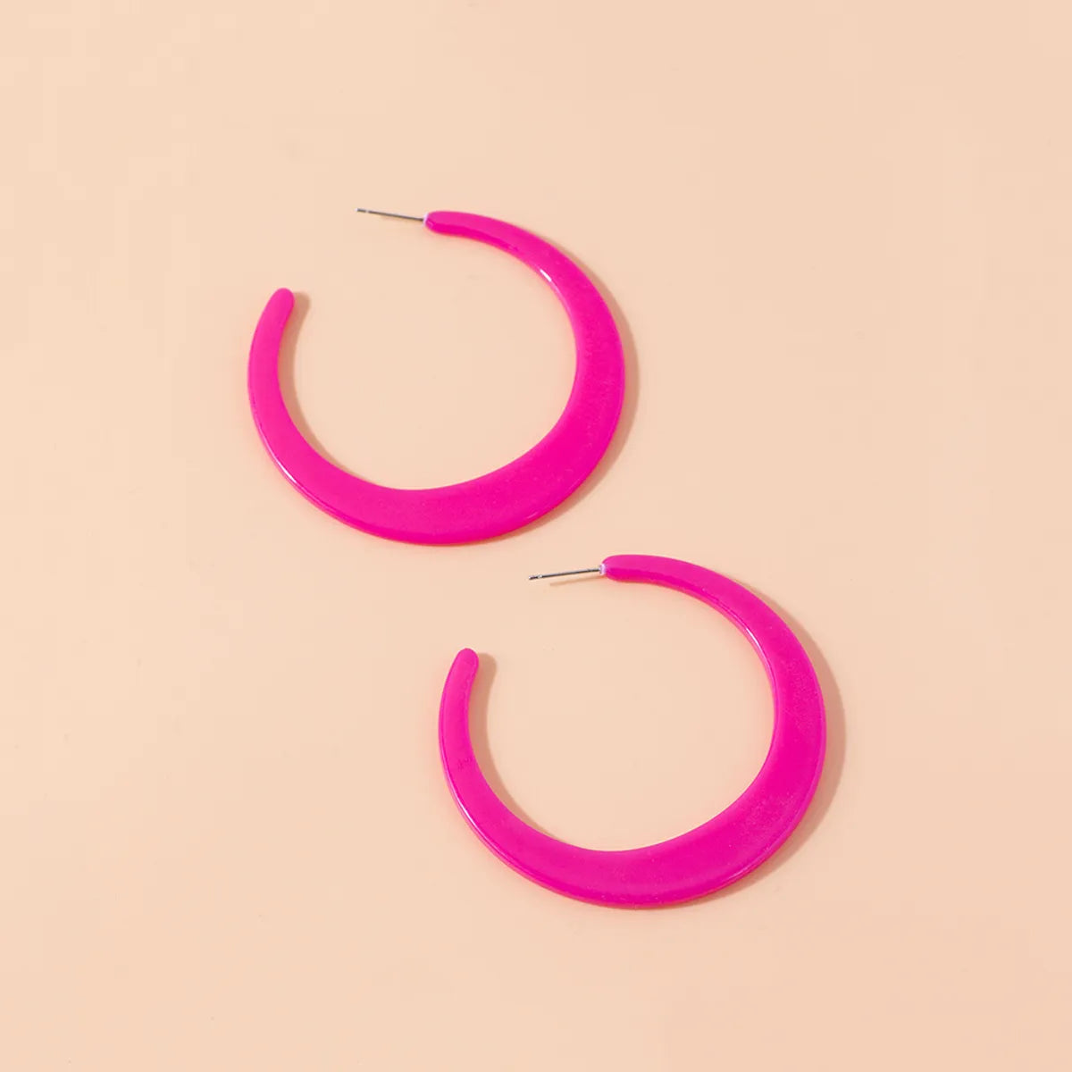 1 Pair Exaggerated C Shape Colorful Arylic Alloy Ear Studs