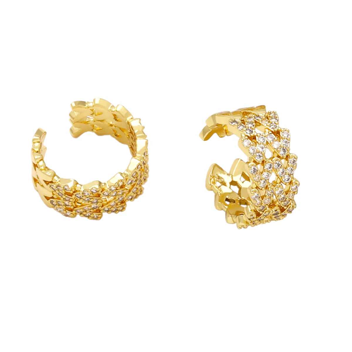 1 Pair Fashion Simple Style C Shape Plating Inlay Copper Zircon 18k Gold Plated Ear Cuffs