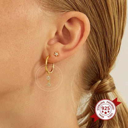 Europe And America Diamond Star Earrings Female Fashion Star Copper Earrings Wholesale