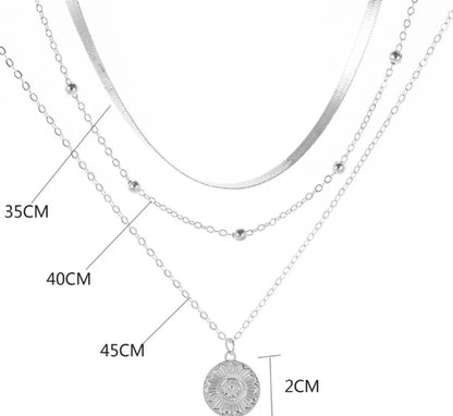 Europe And The United States Recommended Popular Fashion Personality New Simple Multi-Layer Lotus Pendant Necklace Women'S Blade Chain Neck Chain