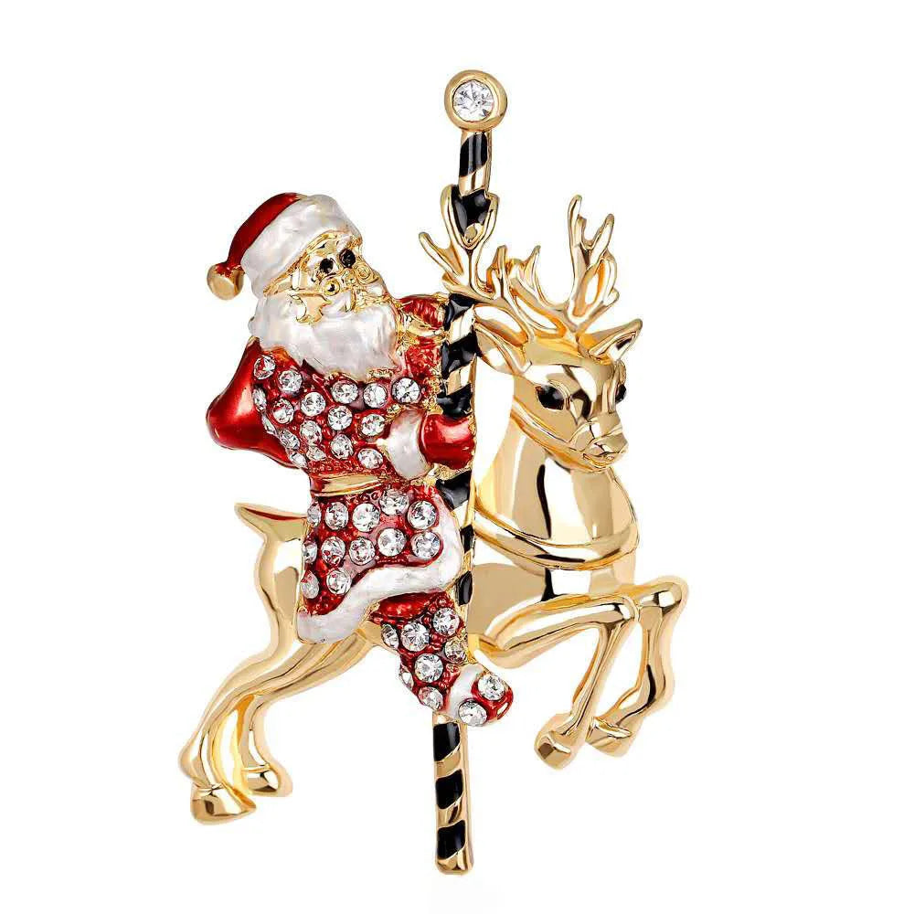 Christmas Brooch Crutches Elk Snowflake Snowman Christmas Tree Wreath Bell Boots Pin Corsage Hot Sale