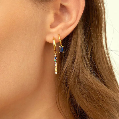 European And American Color Diamond Rainbow Earrings Long Ear Buckle