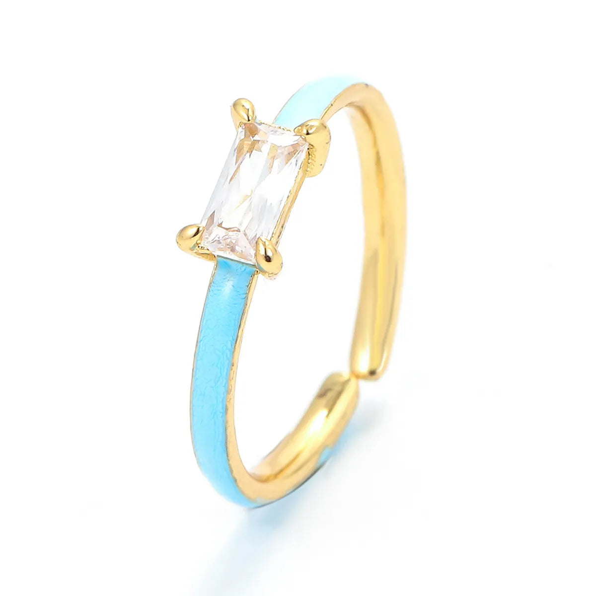 European And American Color Dripping Oil Opening Adjustable Square Diamond Ring Wholesale