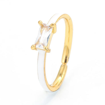 European And American Color Dripping Oil Opening Adjustable Square Diamond Ring Wholesale