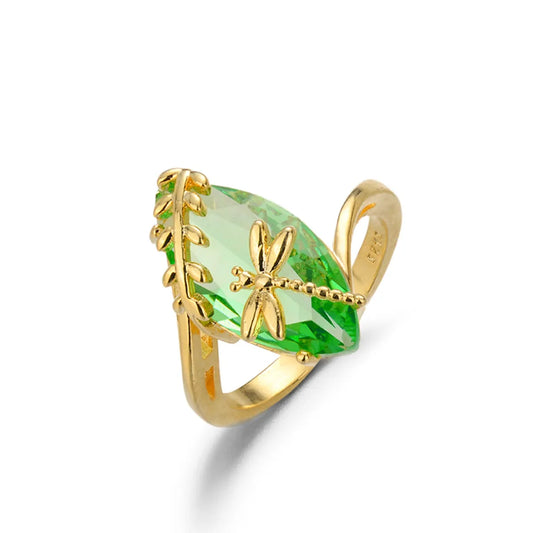 European And American Cross-border Green New Dragonfly Olive Emerald Ring Fashion Jewelry