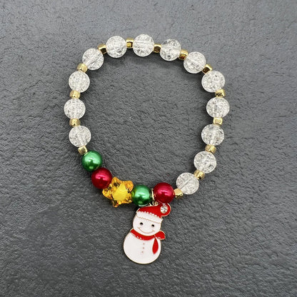 Hot Christmas Bracelet Holiday Santa Claus Bracelet Snowflake Bell Elk Bracelet Elastic Bracelet