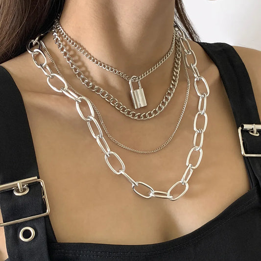 Ornament Hollow Metal Necklace Hip Hop Style Europe And America Cross Border Suit Punk Street Clavicle Cross Chain