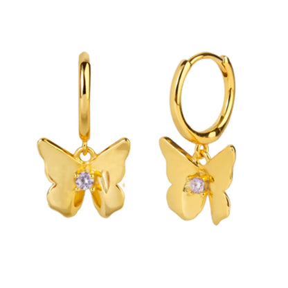 European And American Cross-border Retro Butterfly Earrings Fashion Inlaid Zircon Earrings