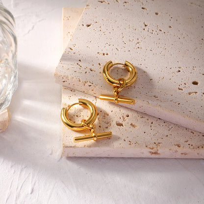 Circle Plating Stainless Steel No Inlaid Gold Plated Earrings