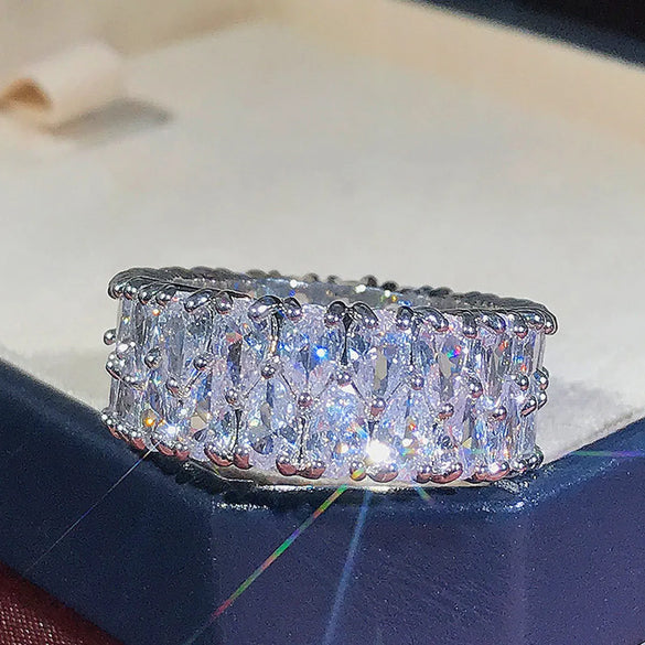 European And American Fashion Aaa Grade Double Drainage Drop-shaped Copper Zircon Ring