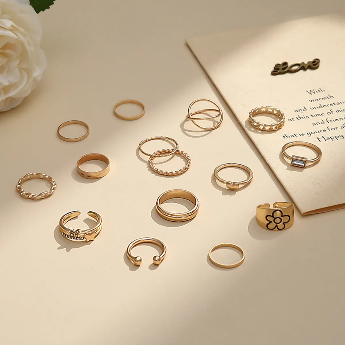 European And American Fashion Butterfly 15-piece Set Flower Finger Tail Ring