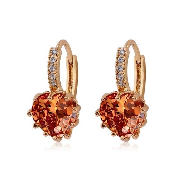 Fashion Earrings Aaa Zircon Earrings  Peach Heart Multicolor Jewelry Wholesale